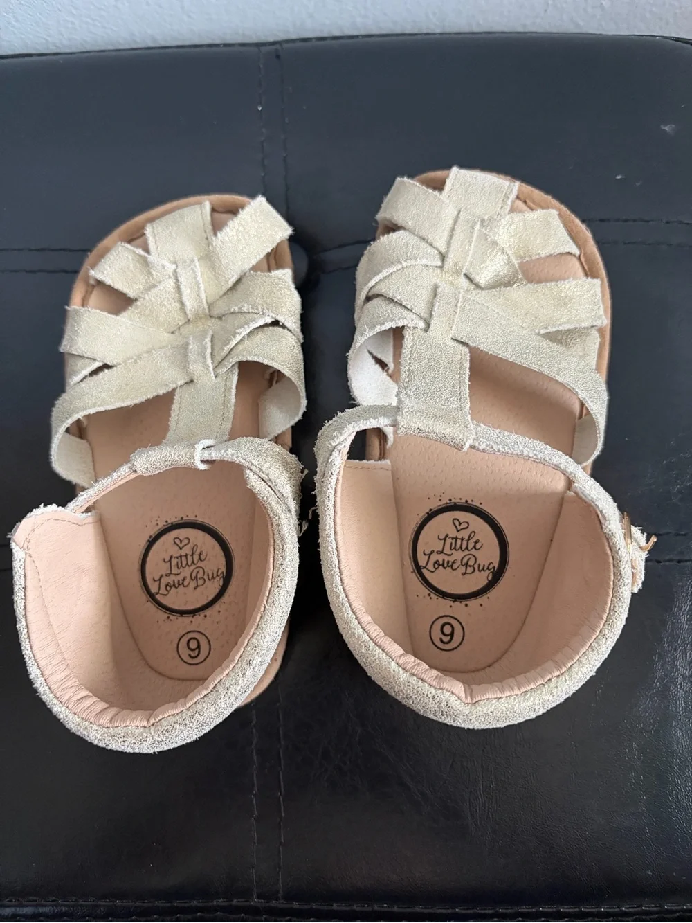 Little Love Bug Gold Sandals - Comfortable T-Strap Design - Toddler 9
